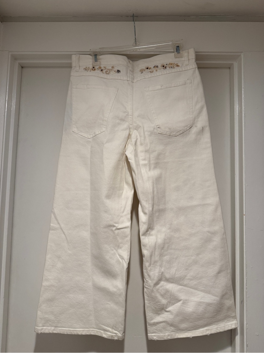 Zara The Western Embroidery Culotte White Jeans - Picture 5 of 7